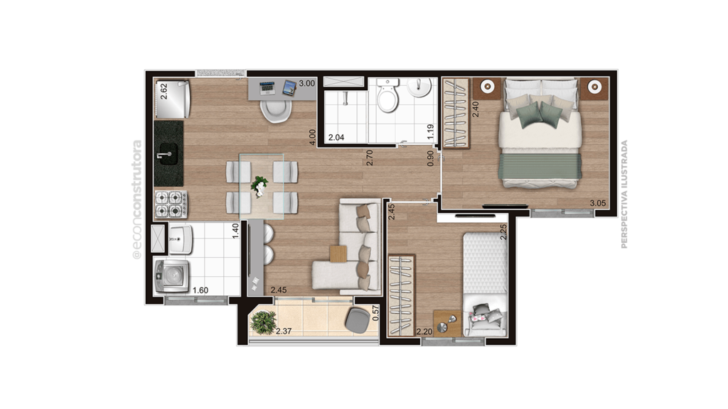 Planta 03 - 2 dorm 37,18m