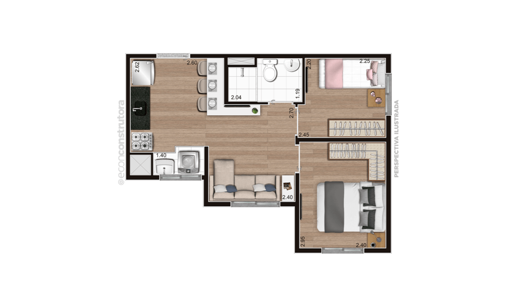 Planta 01 - 2 dorm 32,80m