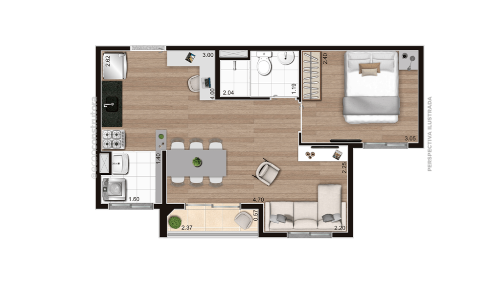 Planta 04 - 1 dorm 37,18m - opo