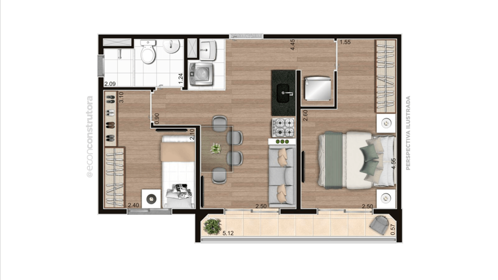 Planta 04 - 2 dorm 41,41m
