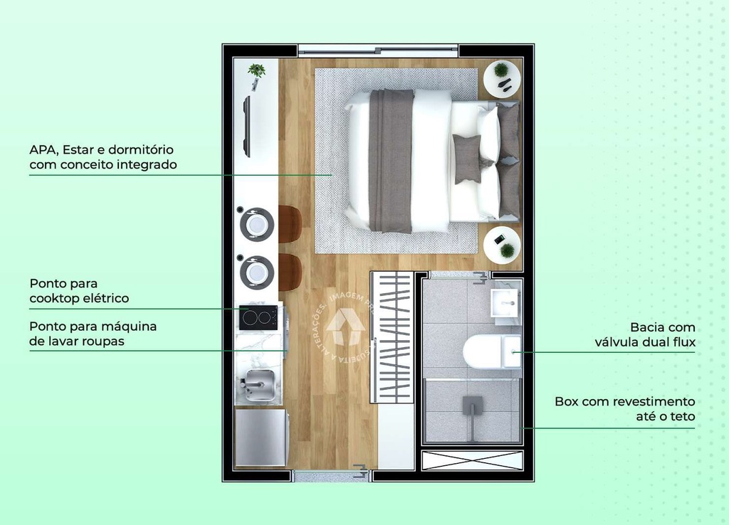 Planta 01 - 1 dorm 17m - studio