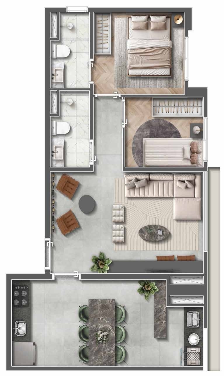 Planta 03 - 2 dorm 57m