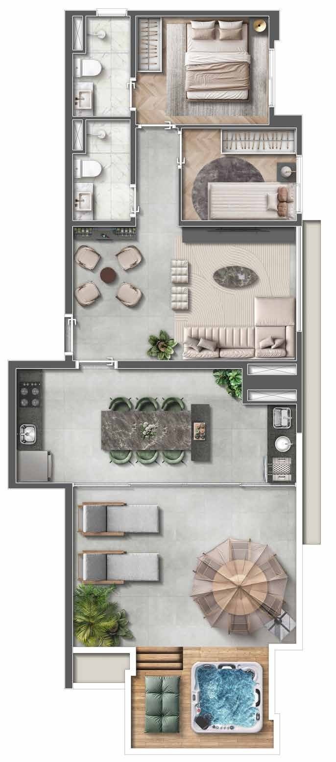 Planta 04 - 2 dorm 83,20m