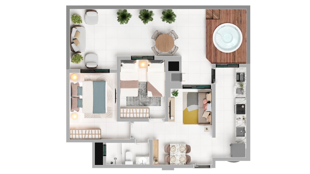 Planta 03 - 2 dorm 73m - garden
