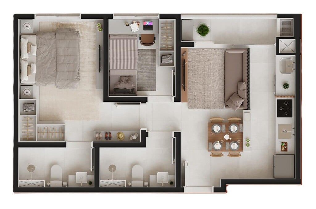 Planta 03 - 2 dorm 48,52m
