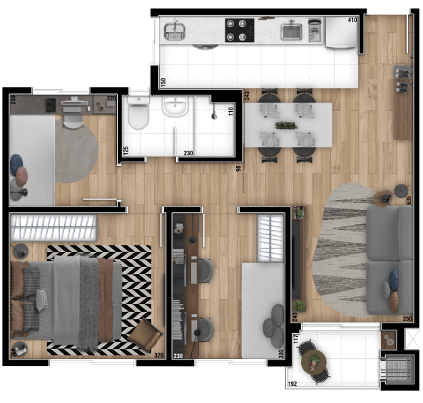 Planta 02 - 3 dorm 78,45m