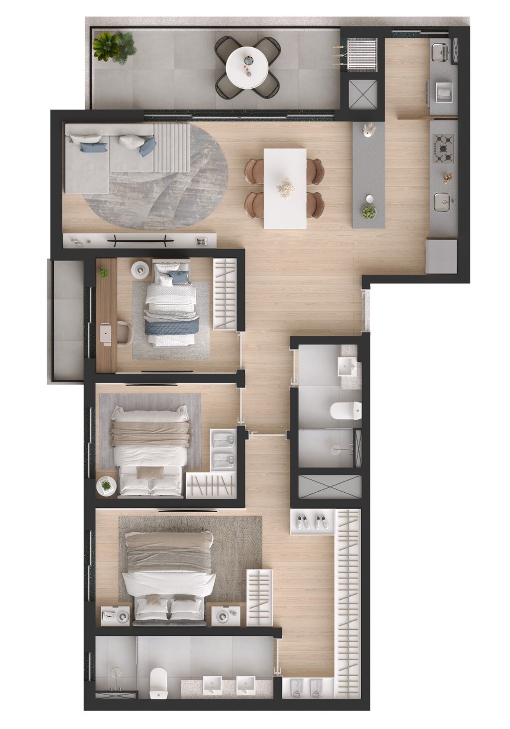 Planta 05 - 3 dorm 98,69m
