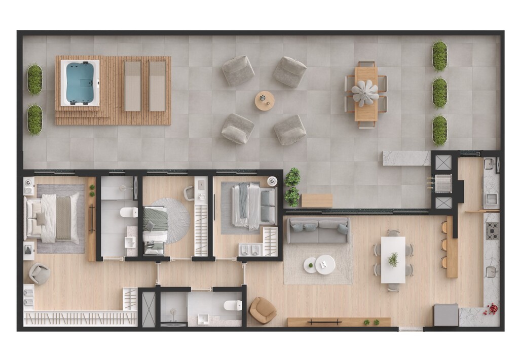 Planta 19 - 3 dorm 198,30m - garden
