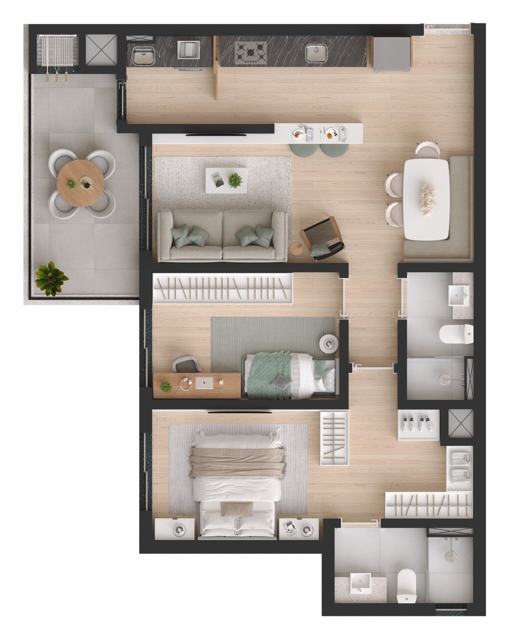 Planta 03 - 2 dorm 79,94m