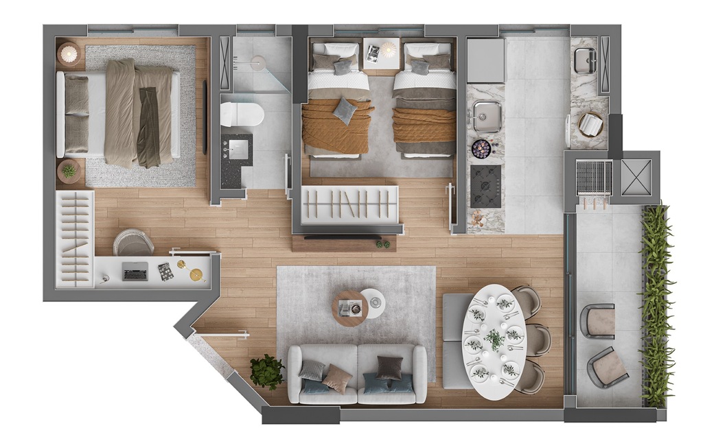 Planta 04 - 2 dorm 50m