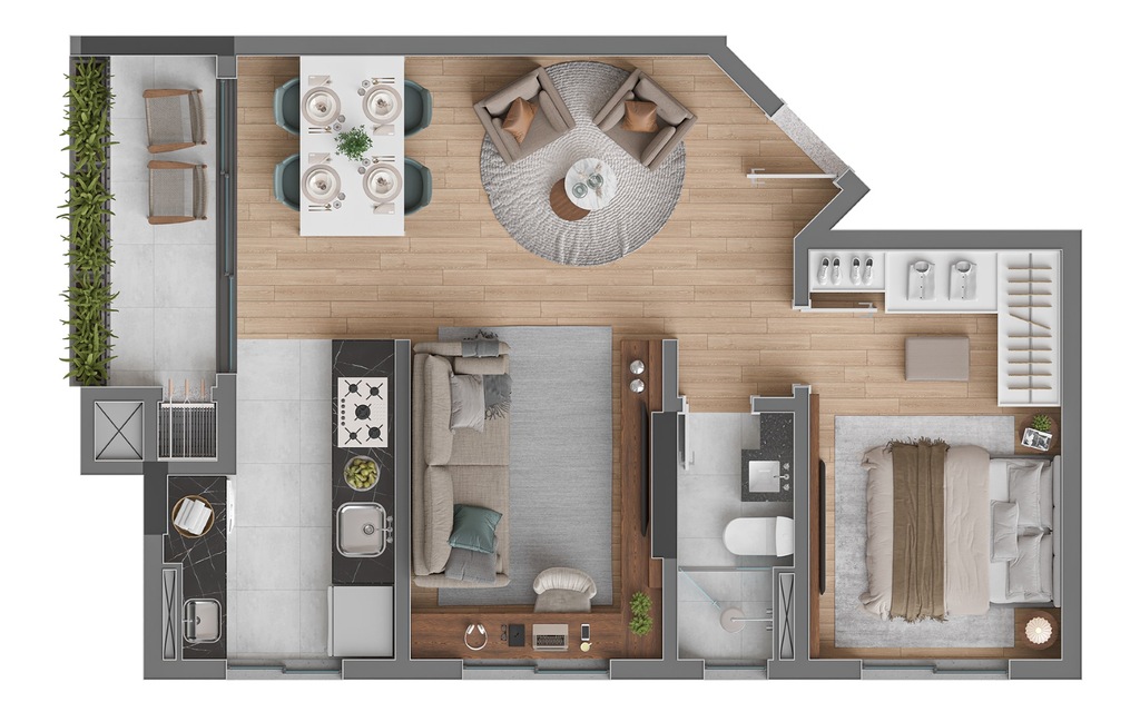 Planta 05 - 1 dorm 50m - opo