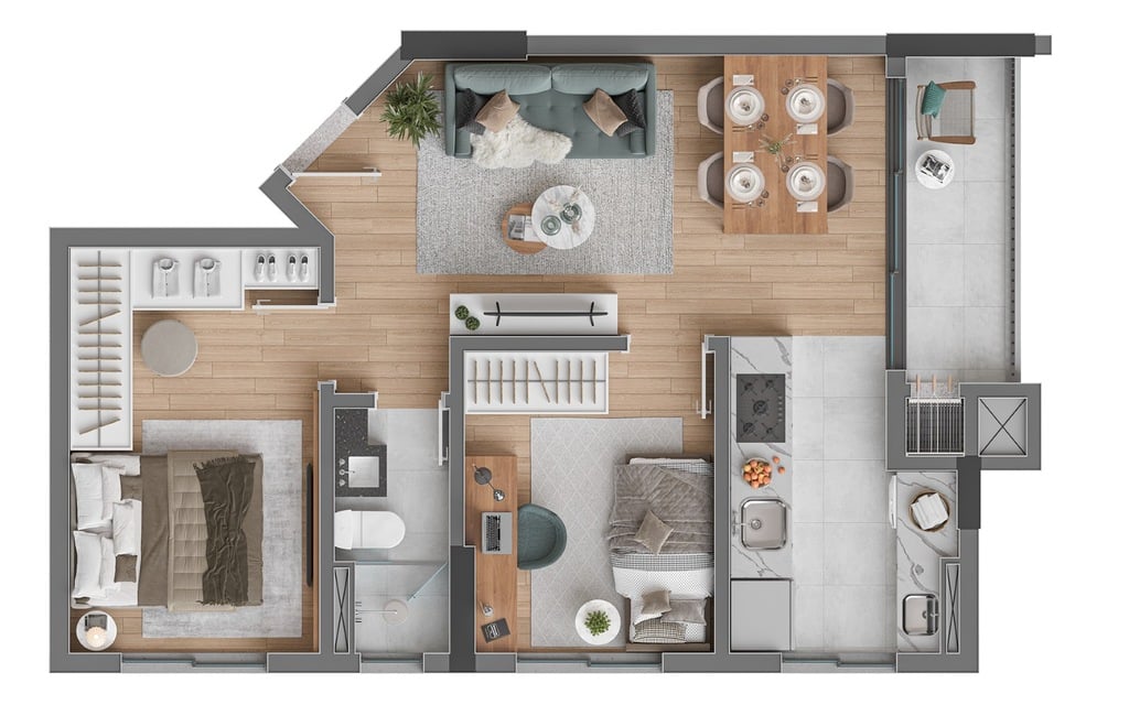 Planta 03 - 2 dorm 50m