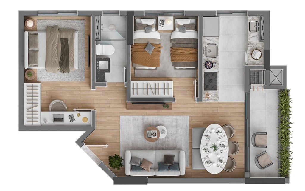 Planta 04 - 2 dorm 50m