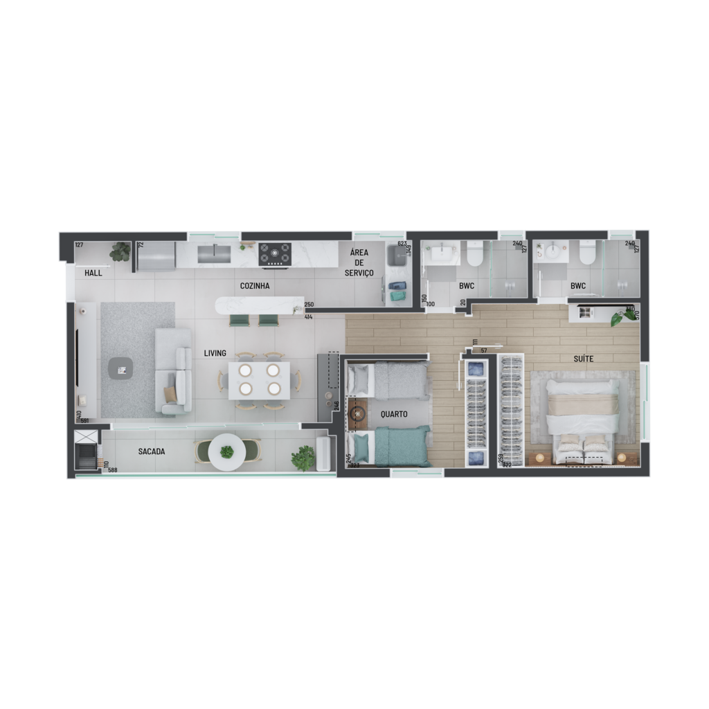 Planta 01 - 2 dorm 73,72m