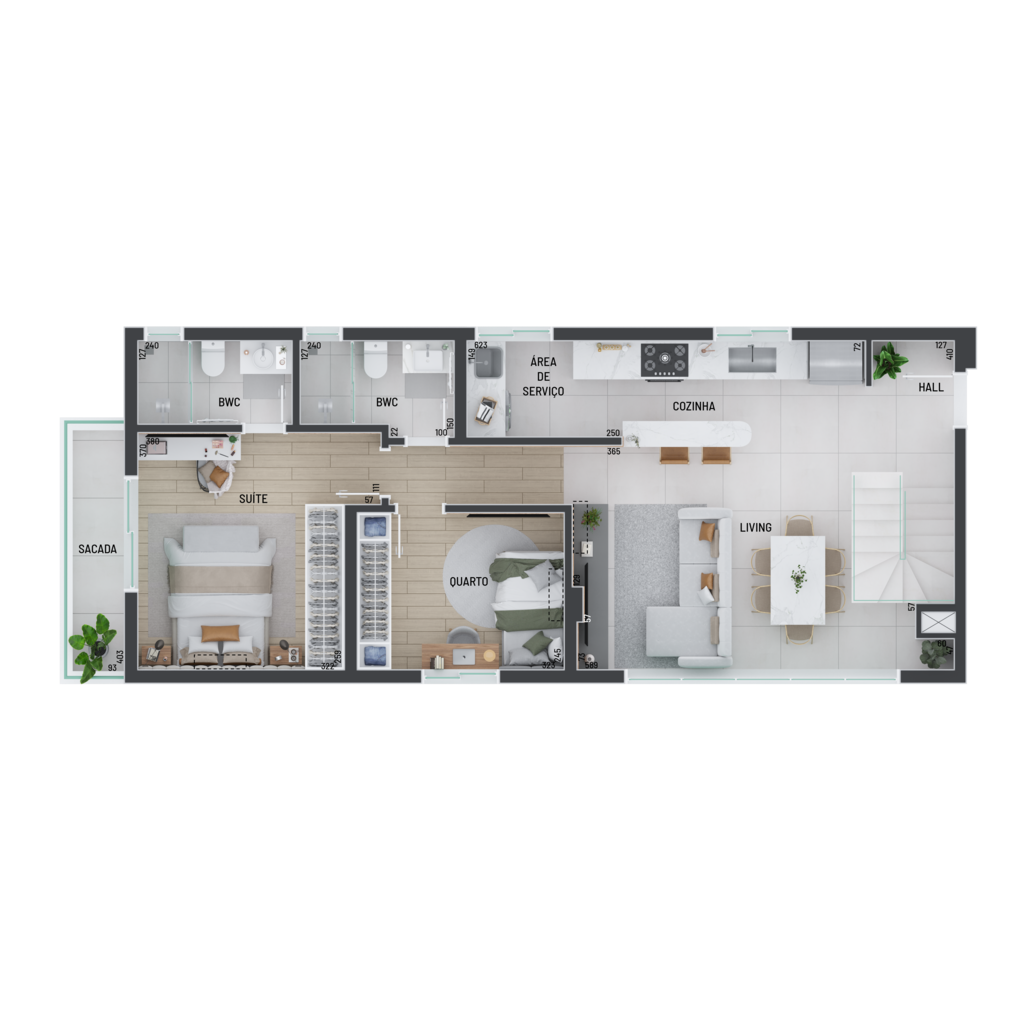 Planta 04 - 3 dorm 147,63m - cobertura duplex - inferior