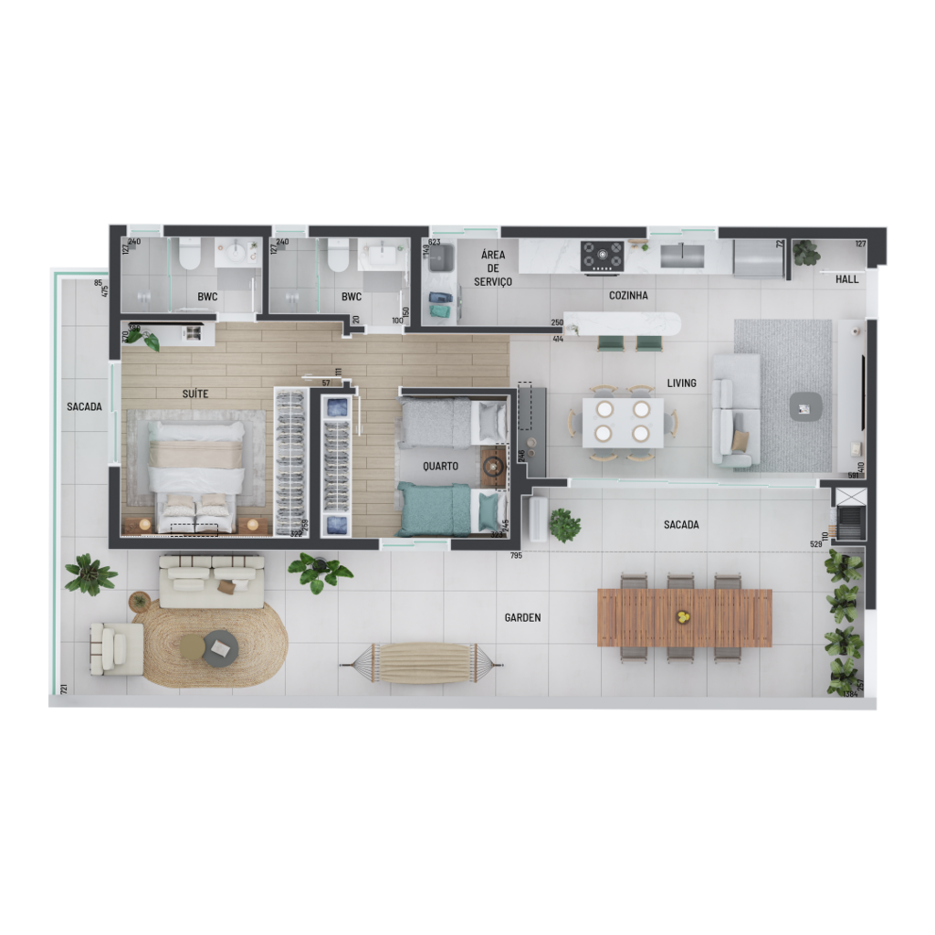 Planta 03 - 2 dorm 113,67m - garden