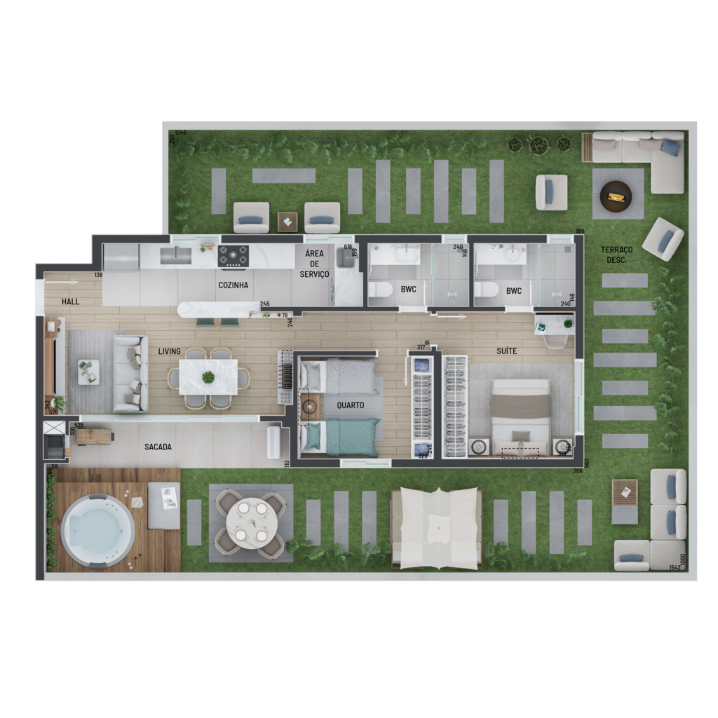 Planta 08 - 2 dorm 157,42m - garden