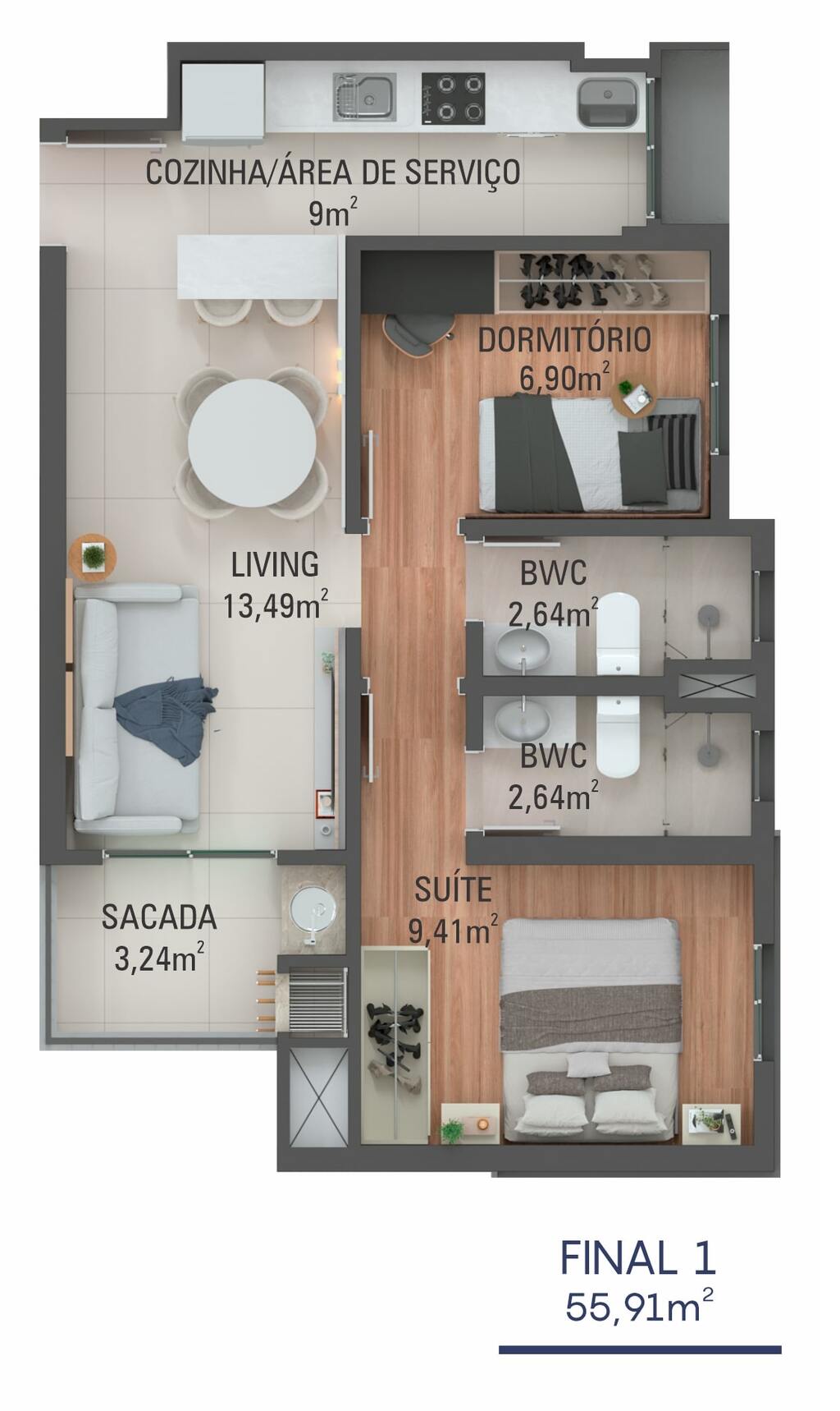 Apto Final 01 | Planta 55,91m 