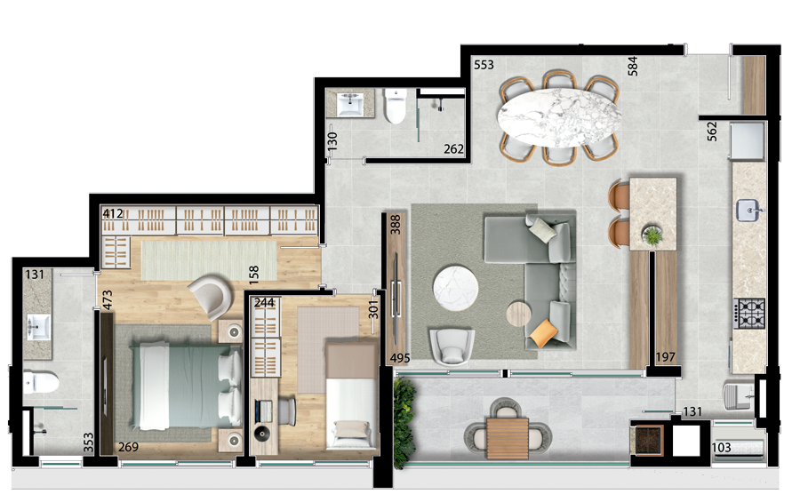 Planta 05 - 2 dorm 94,48m