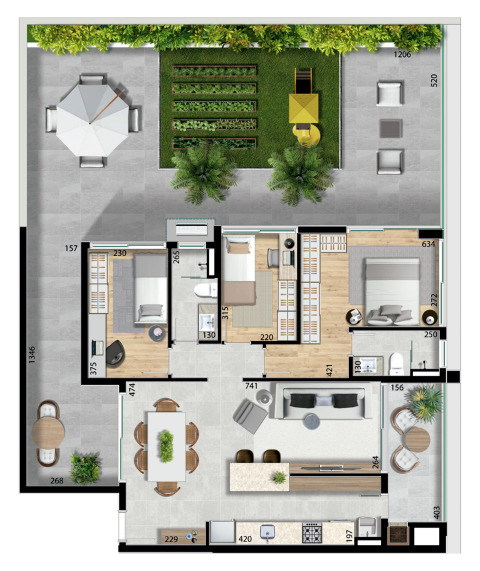 Planta 11 - 3 dorm 183,14m - garden