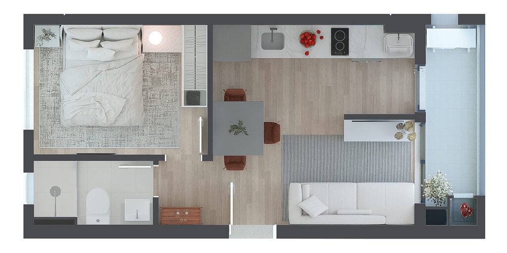 Planta 03 - 1 dorm 34,89m