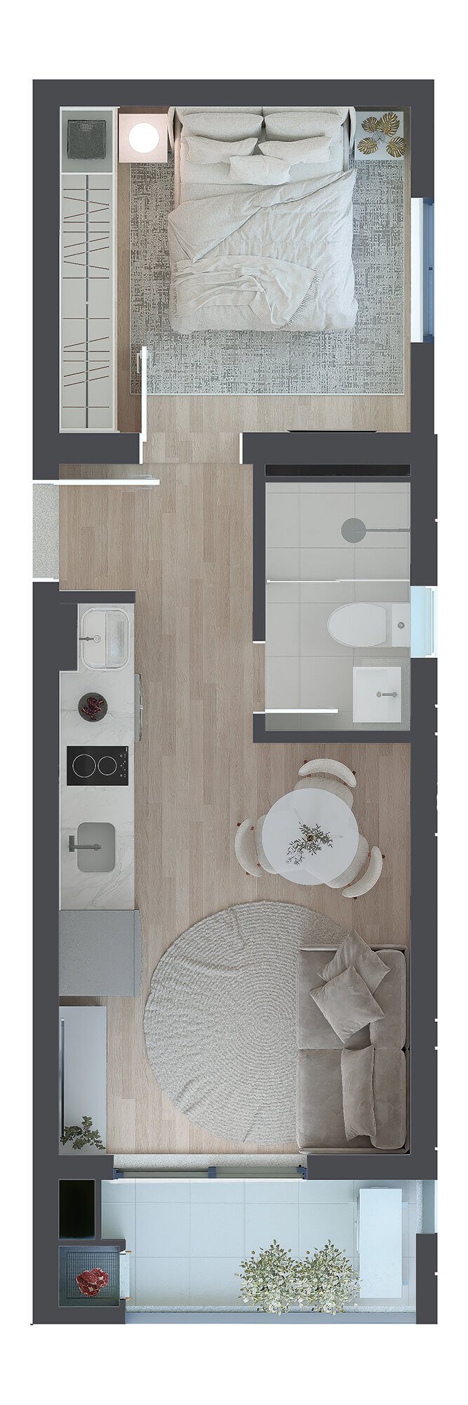 Planta 01 - 1 dorm 33,34m