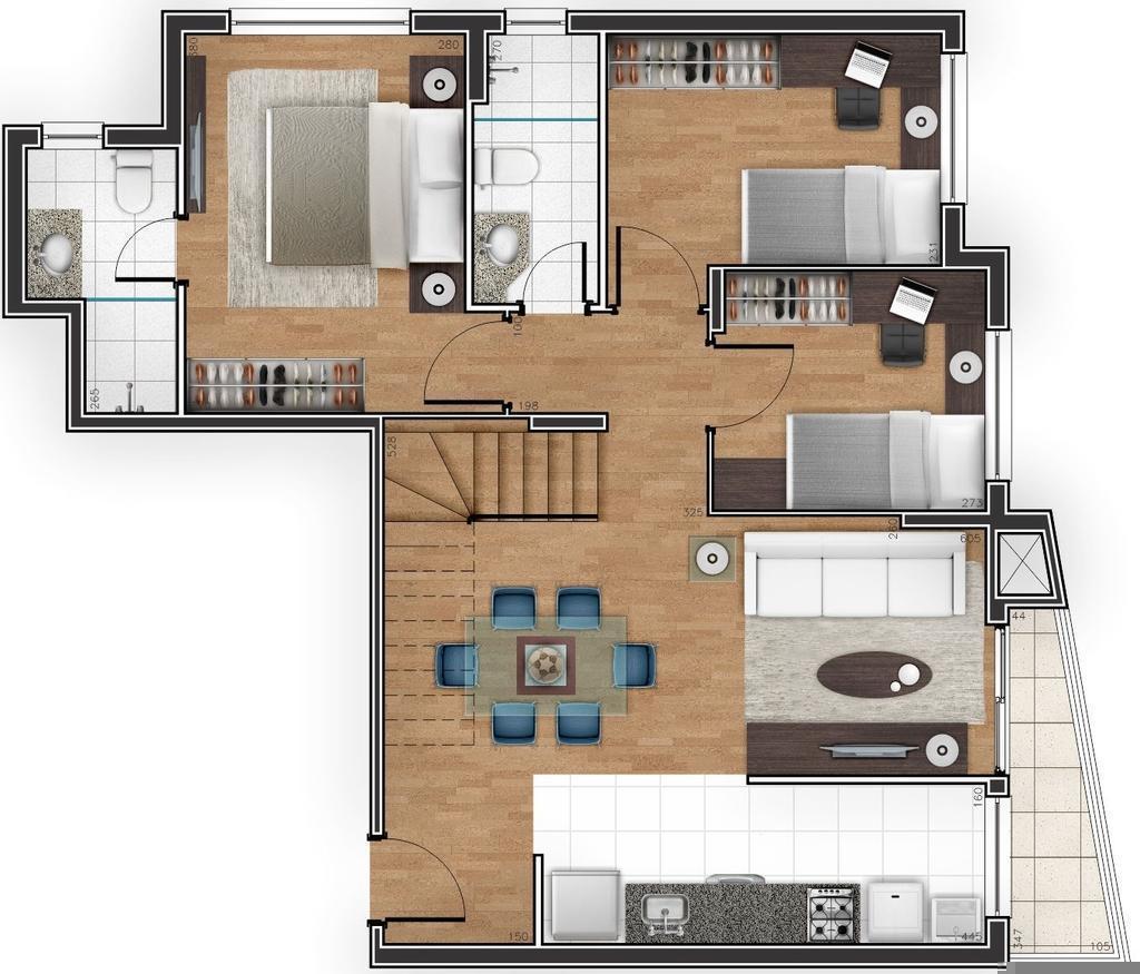 Planta 08 - 3 dorm 120 73m - cobertura duplex superior