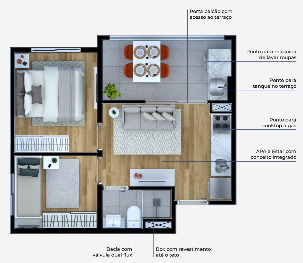 Planta 03 - 2 dorm 35m