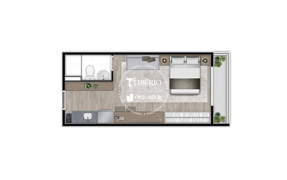 Planta 01 - 1 dorm 27 67m - studio
