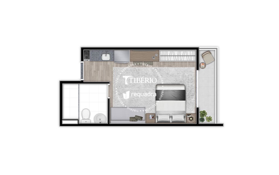 Planta 02 - 1 dorm 29 05m - studio