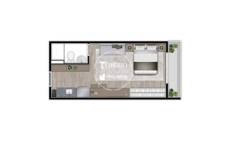 Planta 01 - 1 dorm 27 67m - studio