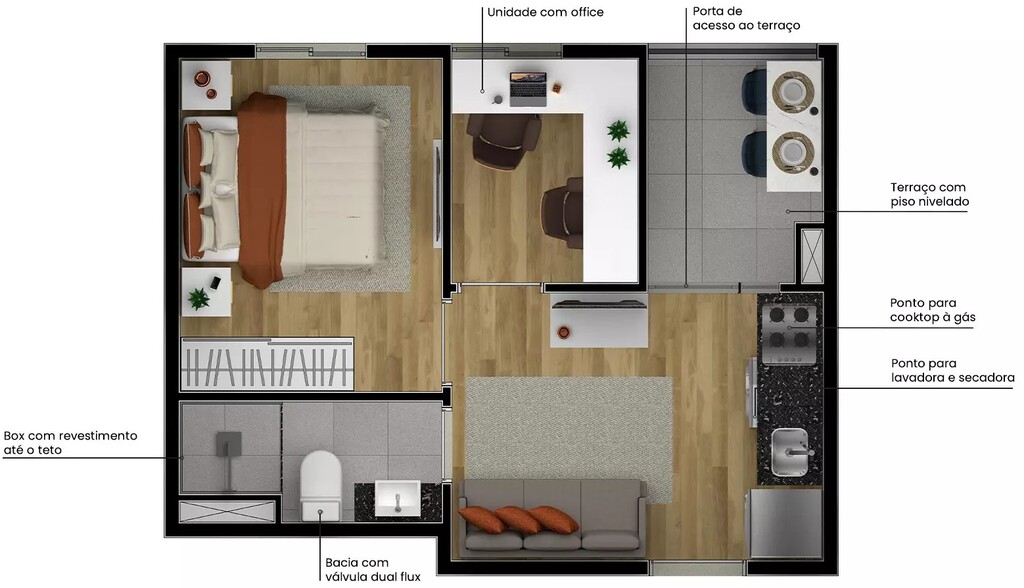 Planta 03 - 1 dorm 28m