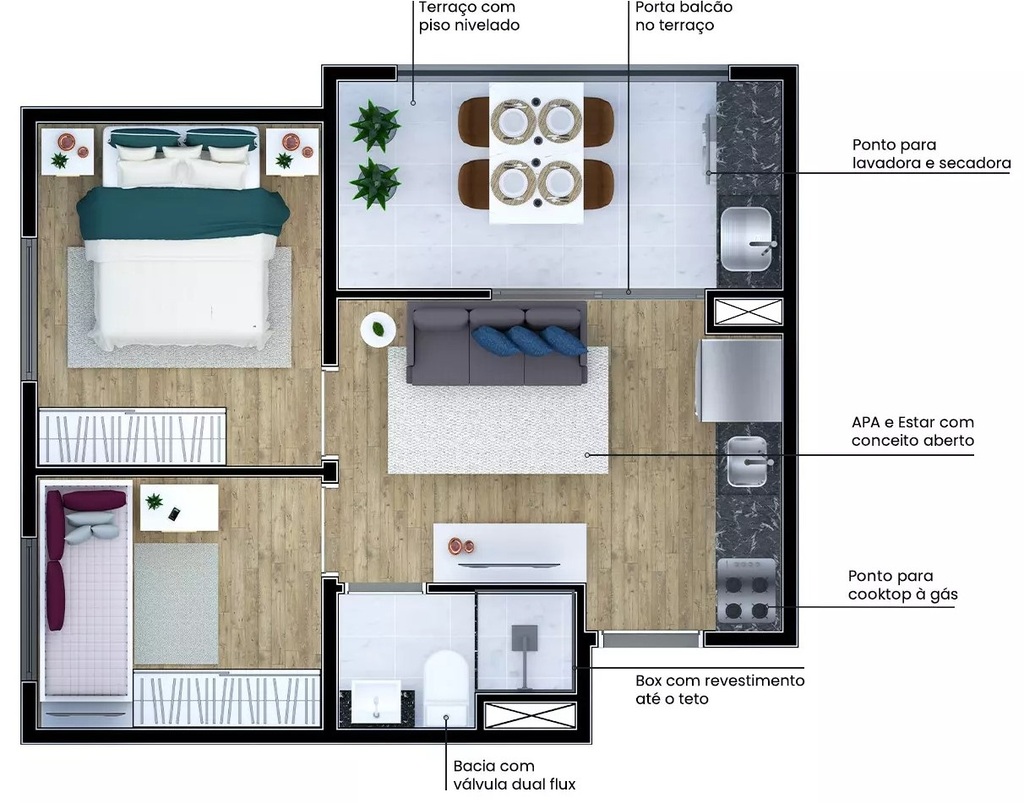 Planta 04 - 2 dorm 35m