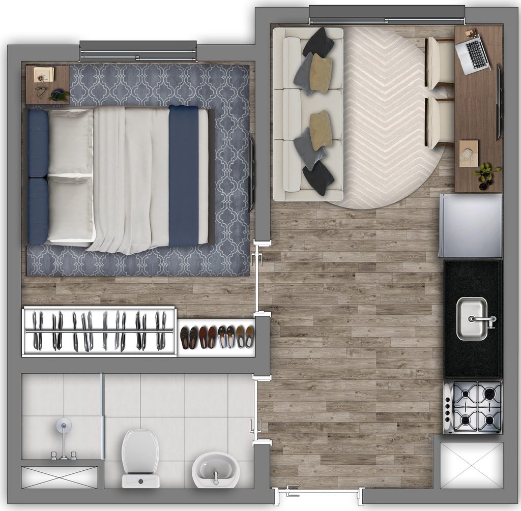 Planta 02 - 1 dorm 24m