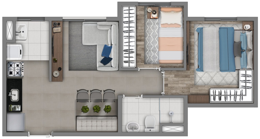 Planta 04 - 2 dorm 38m