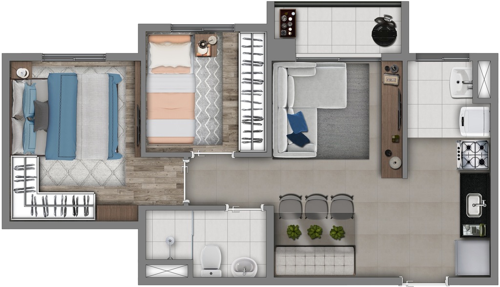 Planta 05 - 2 dorm 41m