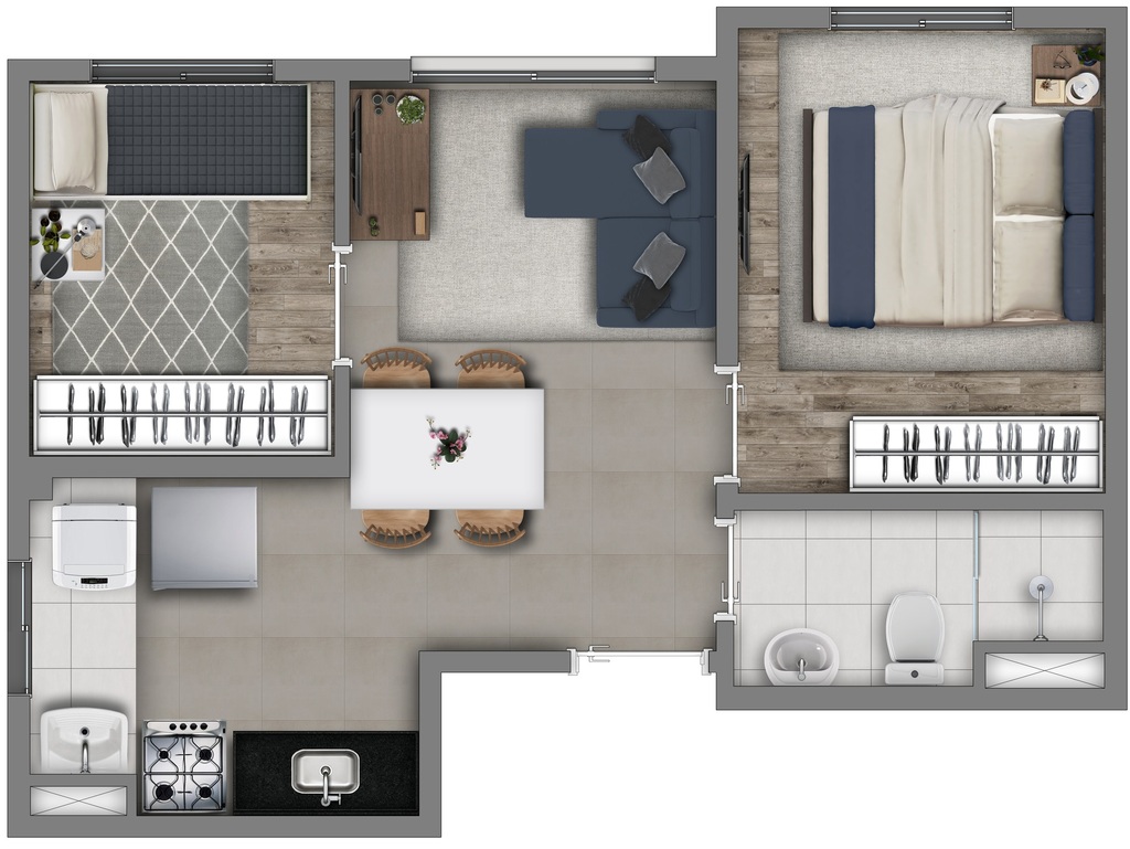 Planta 03 - 1 dorm 34m