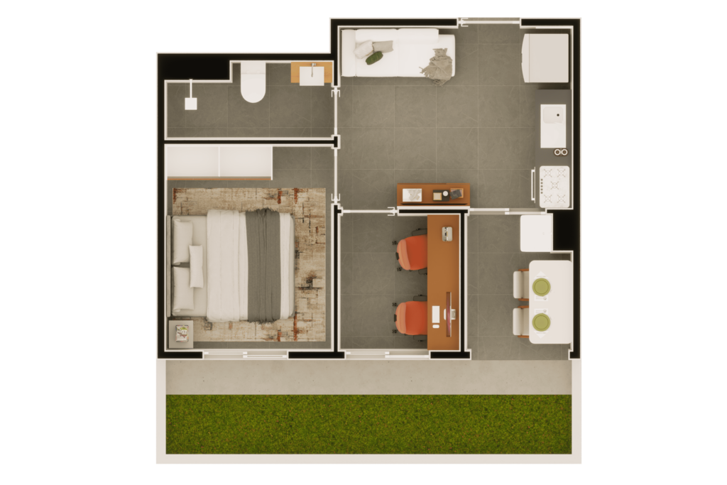 Planta 05 - 1 dorm 40,96m - garden