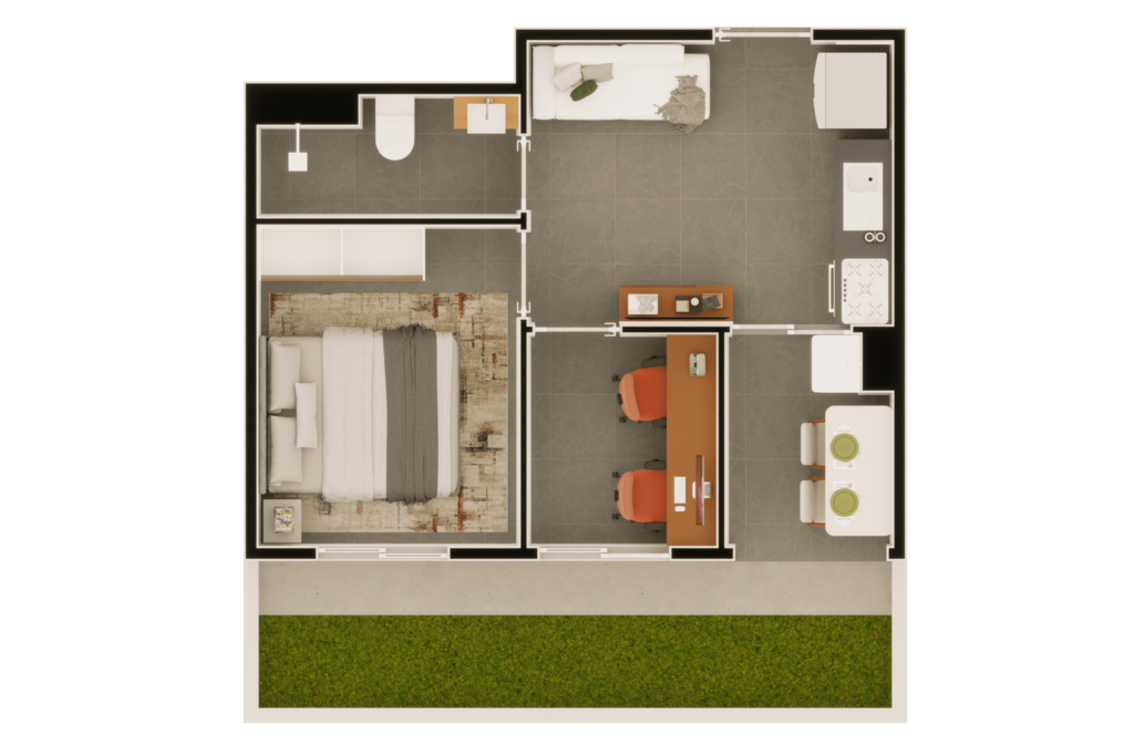 Planta 05 - 1 dorm 40,96m - garden