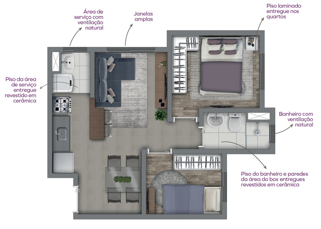 Planta 03 - 2 dorm 38m