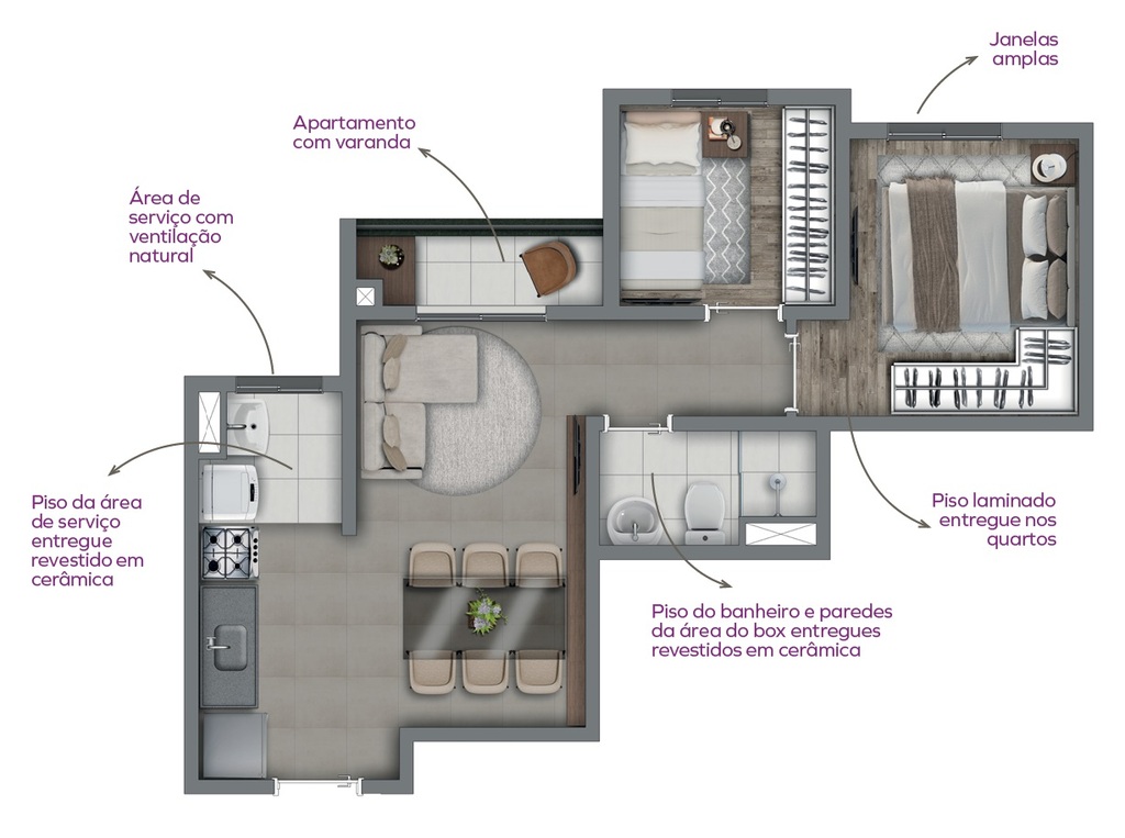 Planta 05 - 2 dorm 42m