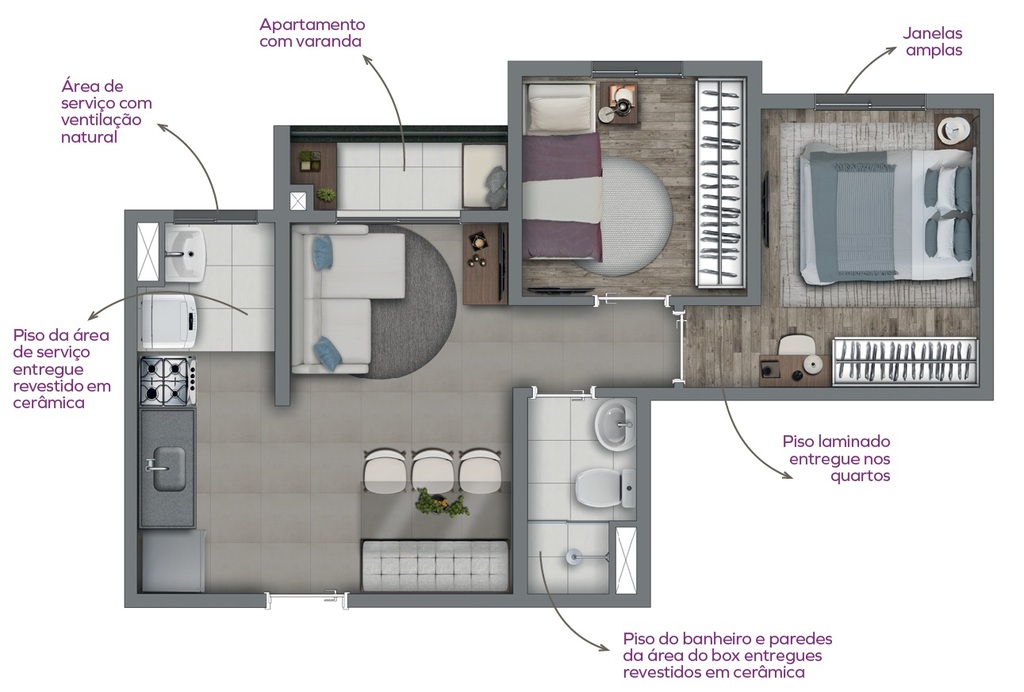Planta 04 - 2 dorm 41,96m