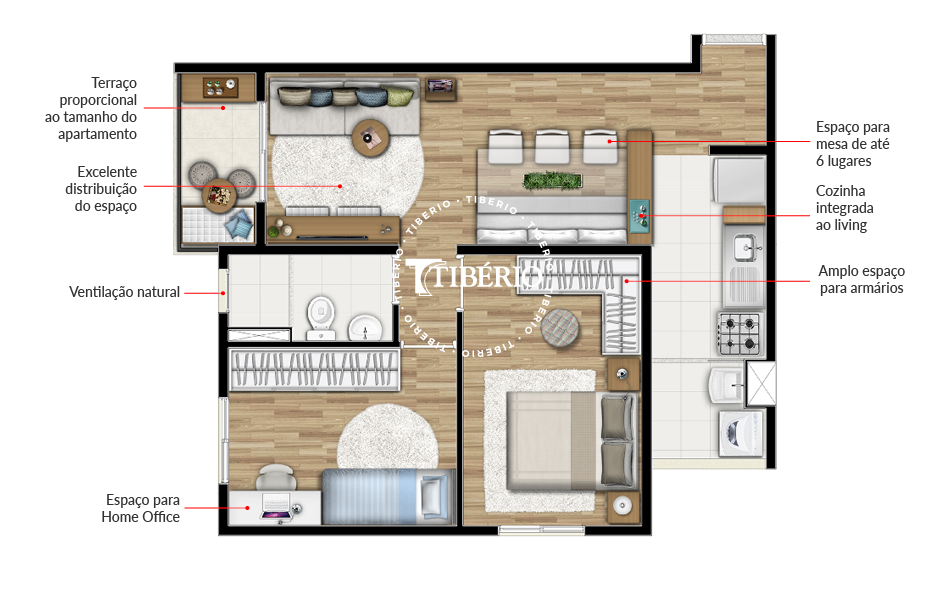 Planta 02 - 2 dorm 51m