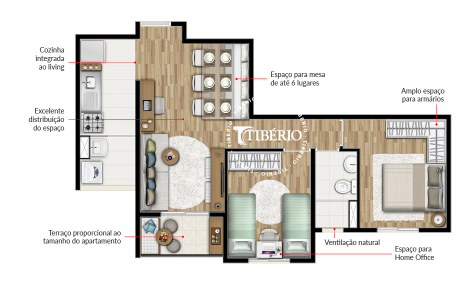 Planta 01 - 2 dorm 51m