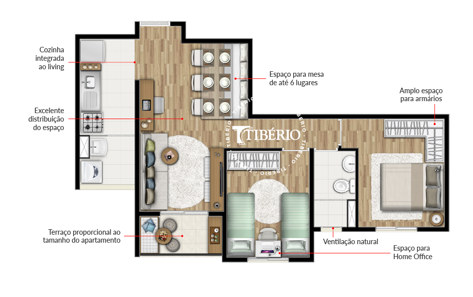 Planta 01 - 2 dorm 51m