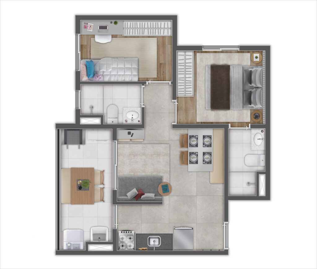 Planta 04 - 2 dorm 46,62m