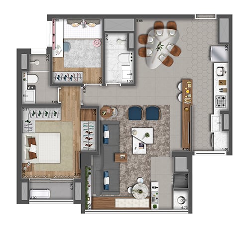 Planta 05 - 2 dorm 78m - opao