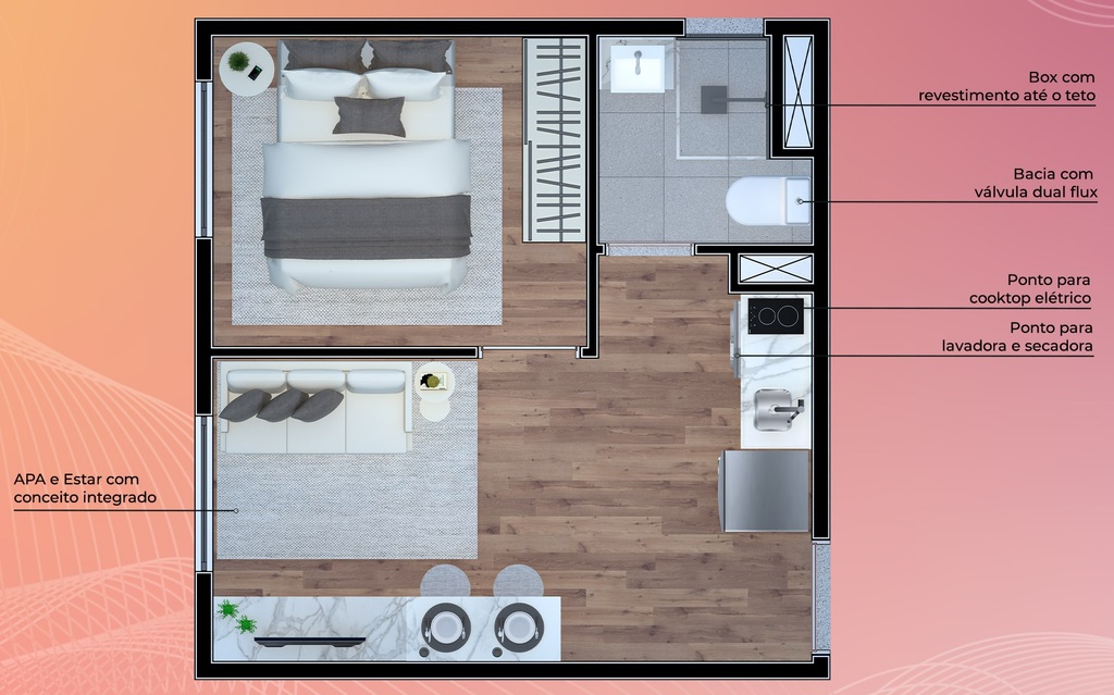 Planta 02 - 1 dorm 25m