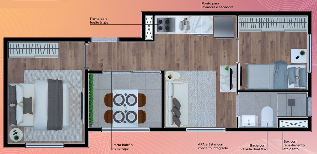 Planta 04 - 2 dorm 34m