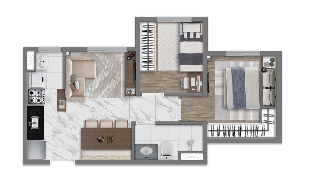 Planta 03 - 2 dorm 36 62m